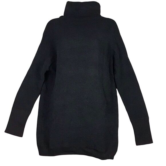 RDI Women’s Medium Black Ribbed Mock Neck Oversized Tunic Sweater NWOT - Picture 4 of 11